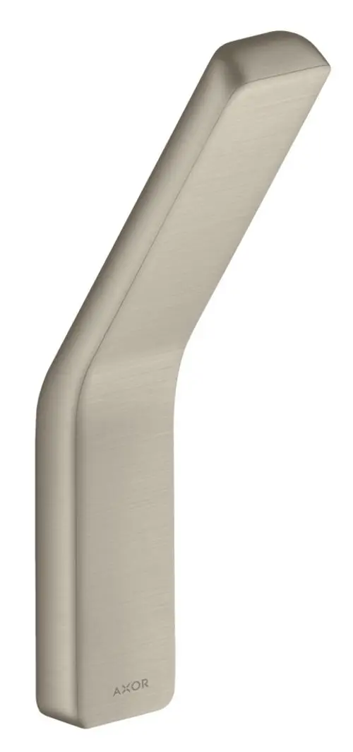 Handtuchhaken aus gebürstetem Nickel von AXOR, mit schlichtem Design und klaren Linien, ideal für minimalistisches Bad-Interieur.